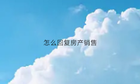 怎么回复房产销售(怎么回复卖房销售)