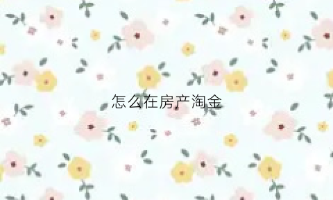 怎么在房产淘金(淘金房是什么意思)