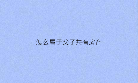 怎么属于父子共有房产(父子共有房产父亲过世怎么继承)