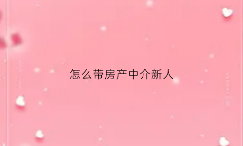 怎么带房产中介新人(房产中介怎么带客户看房)