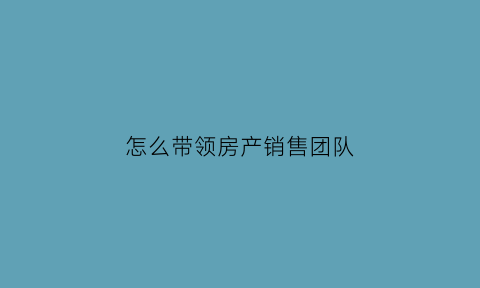 怎么带领房产销售团队