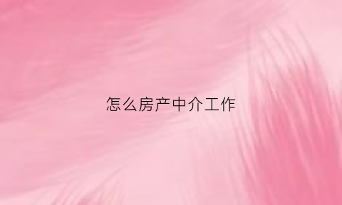 怎么房产中介工作(房产中介怎么做就能做好)