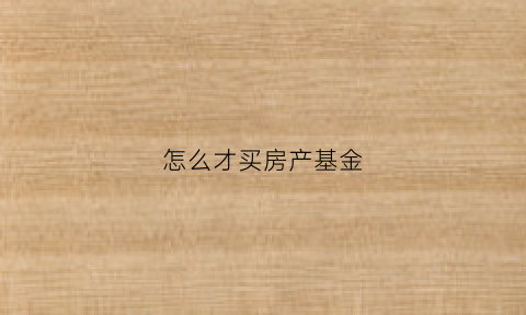 怎么才买房产基金(怎么才买房产基金赚钱)