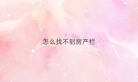 怎么找不到房产栏(房子在房产局查不到房产信息)