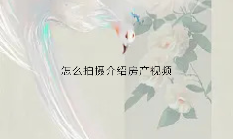 怎么拍摄介绍房产视频(怎么拍摄介绍房产视频呢)