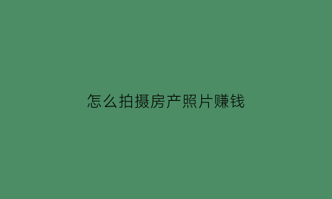 怎么拍摄房产照片赚钱(房产拍照技巧)