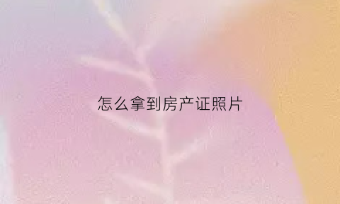 怎么拿到房产证照片(房产证照片怎么拍)