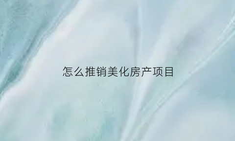 怎么推销美化房产项目(怎么推销美化房产项目产品)