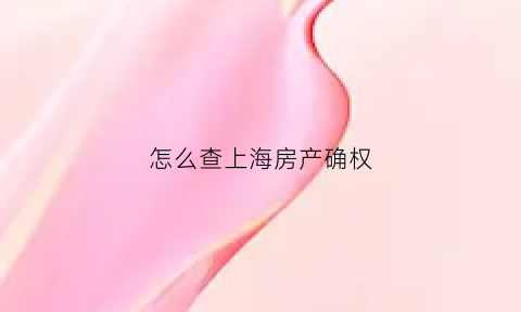 怎么查上海房产确权(上海房产证怎么查)