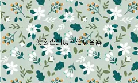 怎么查到房产信息备案