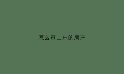 怎么查山东的房产(怎么查山东的房产证信息)