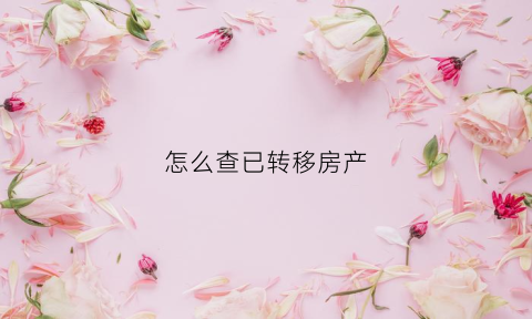 怎么查已转移房产(怎么查已转移房产记录)