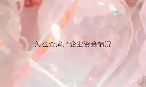 怎么查房产企业资金情况(房地产企业怎么查账)