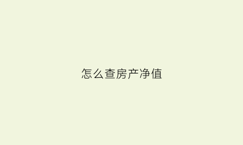 怎么查房产净值(怎么查房产净值数据)