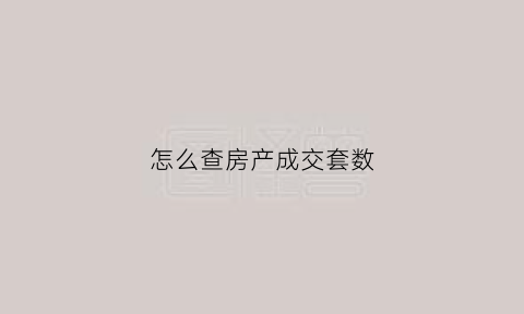 怎么查房产成交套数(怎么查房产成交套数明细)