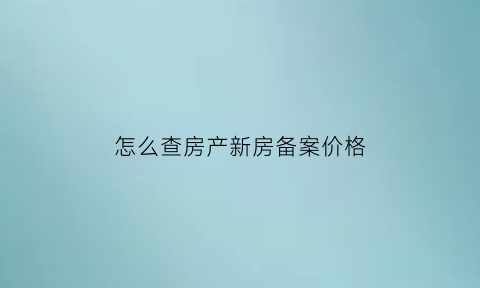 怎么查房产新房备案价格(怎么查房产新房备案价格表)