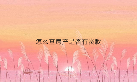 怎么查房产是否有贷款