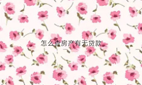 怎么查房产有无贷款(怎么查询房屋有没有贷款)