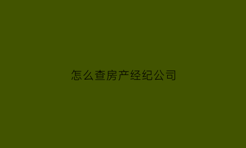 怎么查房产经纪公司(怎么查房产经纪公司信息)