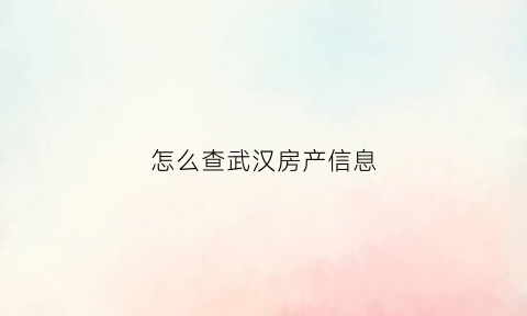 怎么查武汉房产信息