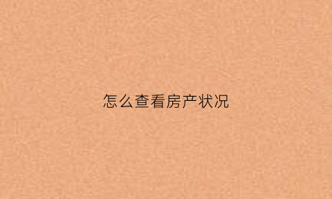 怎么查看房产状况(怎样可以查询房产状态)