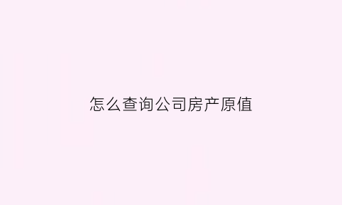 怎么查询公司房产原值(怎么查询公司房产原值情况)