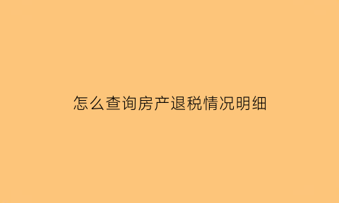 怎么查询房产退税情况明细