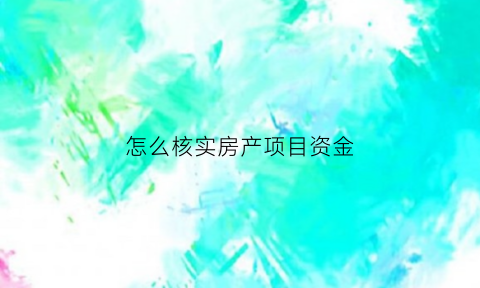 怎么核实房产项目资金(怎么核实房产项目资金情况)