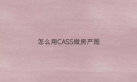 怎么用CASS做房产图