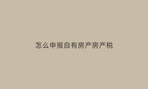 怎么申报自有房产房产税(自有房产税率)