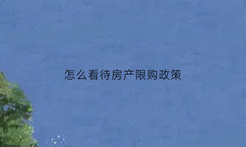 怎么看待房产限购政策