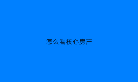 怎么看核心房产(房子算核心资产吗)