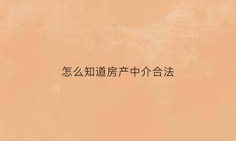 怎么知道房产中介合法(怎么查房产中介里有没这个人)