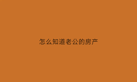 怎么知道老公的房产(怎样查老公的财产和房子)