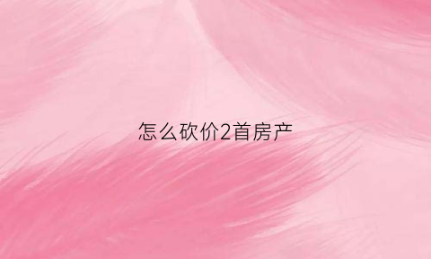 怎么砍价2首房产(2首房怎么讲价)