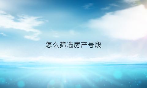 怎么筛选房产号段(怎样是房号快速排列在表格中)