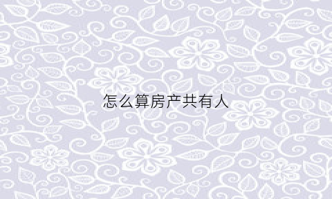 怎么算房产共有人(如何确定房产共有人比例)