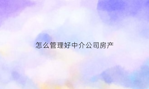 怎么管理好中介公司房产(怎样管理好房产中介团队)