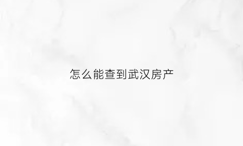 怎么能查到武汉房产