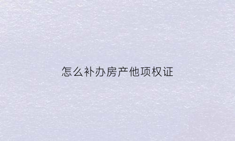 怎么补办房产他项权证(他项权证挂失办理可以加急吗)