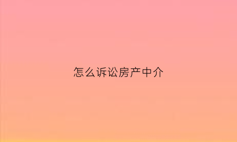 怎么诉讼房产中介(怎么起诉房产中介公司)