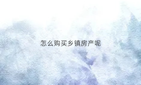 怎么购买乡镇房产呢(乡镇上买房要怎么才能拿到房权证)