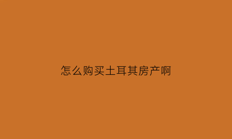 怎么购买土耳其房产啊(土耳其买房app)
