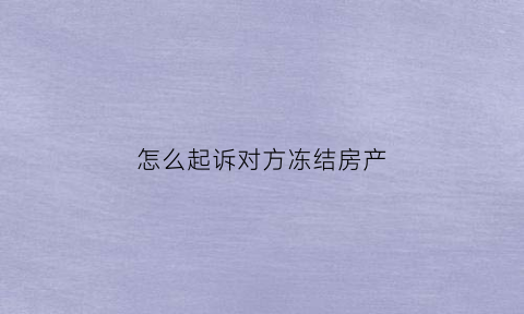 怎么起诉对方冻结房产(怎么起诉对方冻结房产的钱)