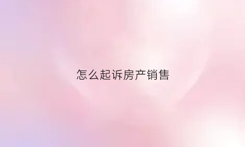 怎么起诉房产销售(可不可以起诉房产销售顾问)