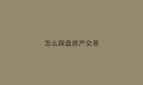怎么踩盘房产交易(房产销售踩盘技巧)
