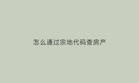 怎么通过宗地代码查房产(宗地代码是房产证号码)
