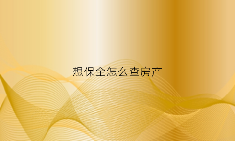 想保全怎么查房产(想保全怎么查房产信息)
