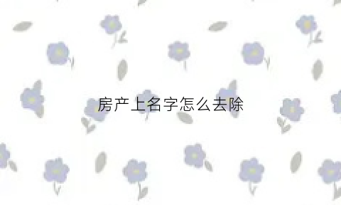 房产上名字怎么去除(如何消除房产证上名字)
