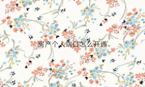 房产个人端口怎么开通(房产网络端口如何做的成功)